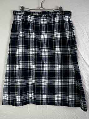 Vintage Prestige of Boston plaid belted tartan midi skirt